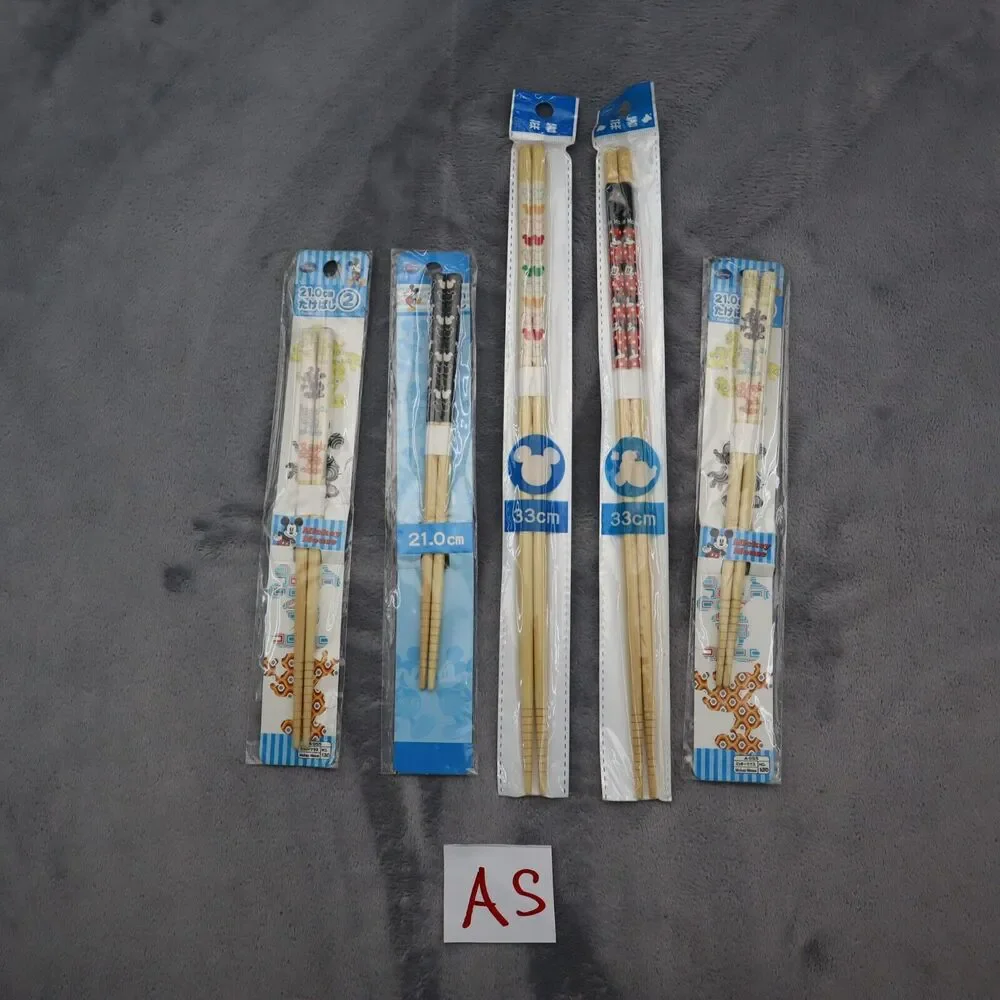 Disney Mickey Bamboo Chopsticks Chopstick 3 - 21cm & 2 - 33cm 5 total packs